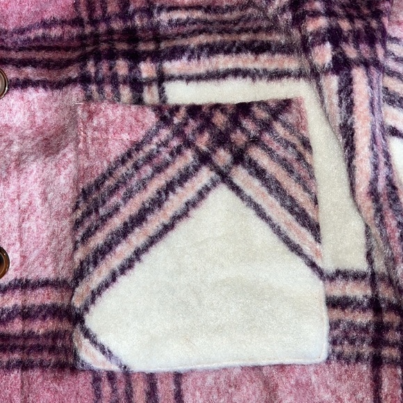 🍁 Thick Purple Medley Plaid Double Chest Pockets Fleece Jacket-I Went 1/2 Price! - Picture 10 of 16